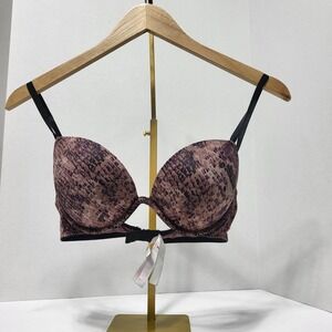 PINK  Victoria's Secret Super Push Up Bra 34C Snake Print Pink Adjustable Straps